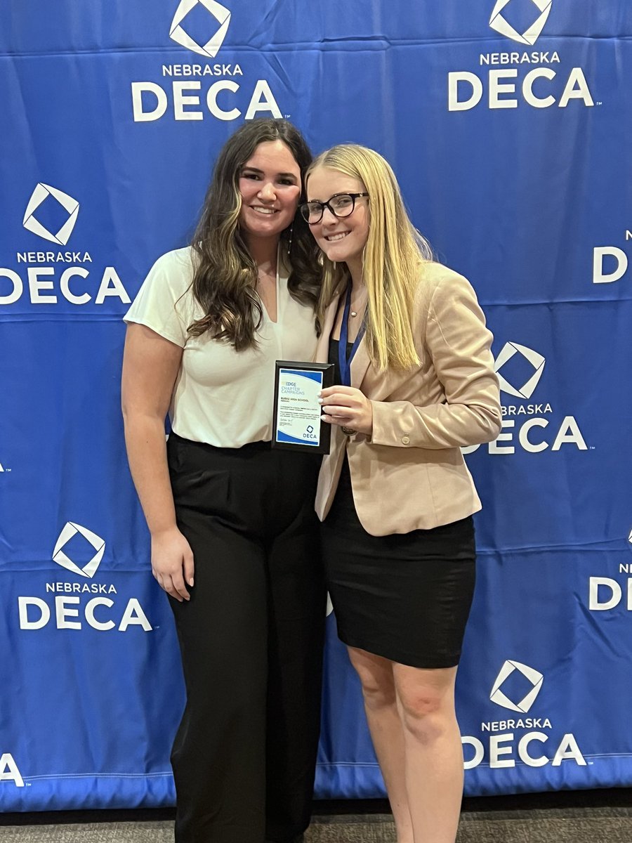 BurkeDECA's tweet photo. Kinverly &amp; Hamdi - 1st Place - Franchise Business Plan

We were recognized for completing DECA’s Community Service AND Promotion campaigns, earning 3 seats to ICDC.

Corinne earned a seat for herself and 3 for the chapter by completing the Living A Legacy Campaign Awards too! https://t.co/0J7nEqKJvr
