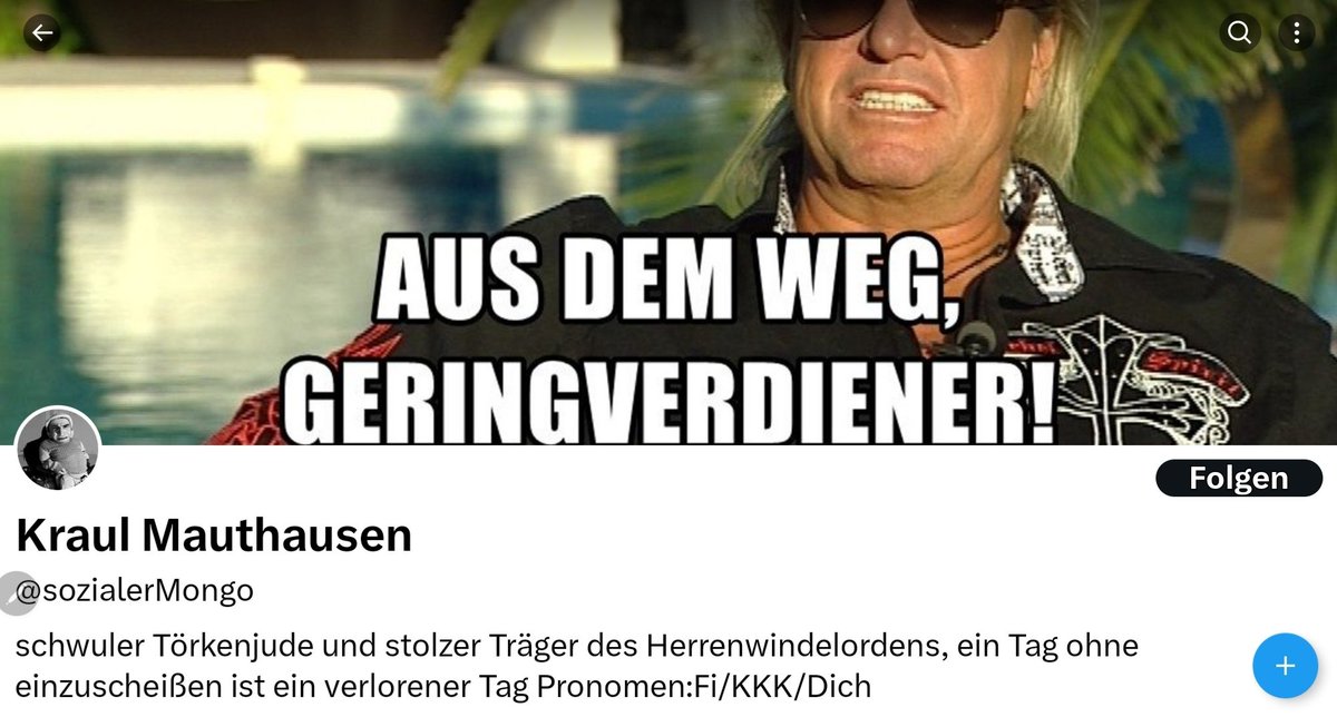 Absolute Blockempfehlung !
Ein unsagbar widerlicher Account  !