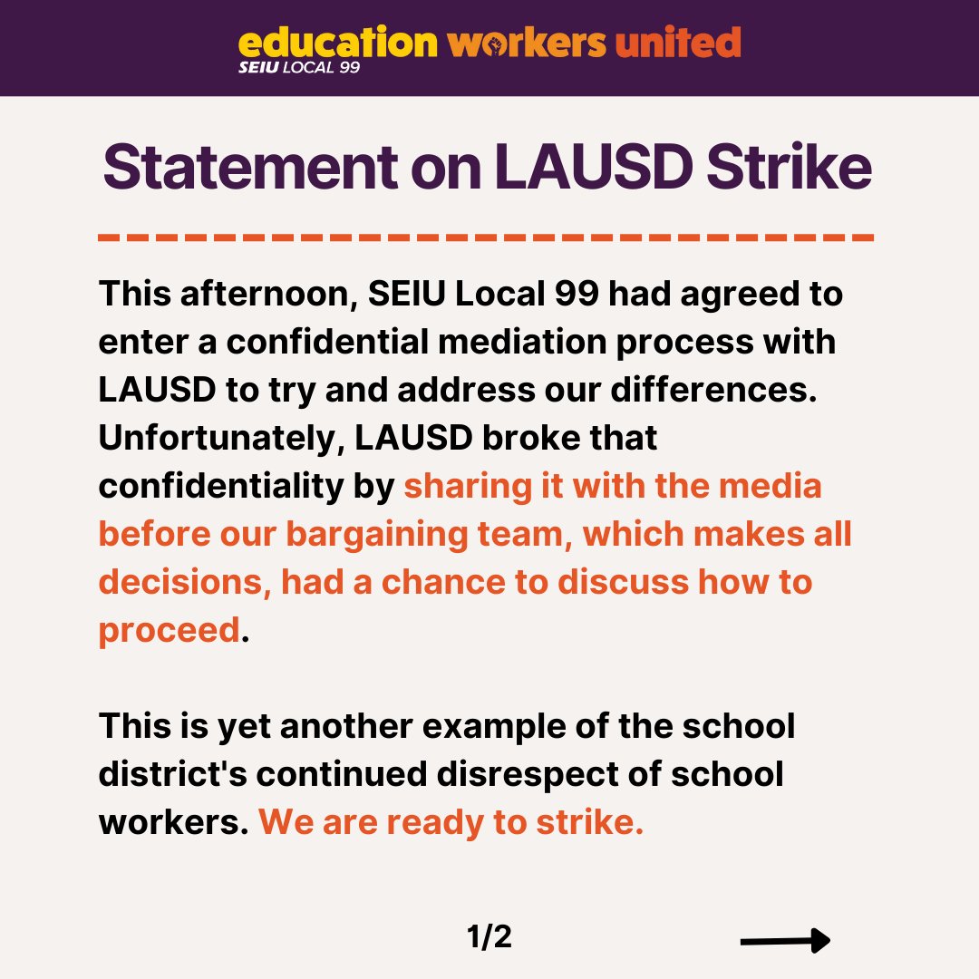 SEIULocal99's tweet photo. Despite @LASchools misleading statements in the media and threats against workers who are exercising their right to take action, our movement is only growing stronger. #LAUSDStrike #UnionsForAll https://t.co/MhUtv1PSke https://t.co/ooZSqvutXx