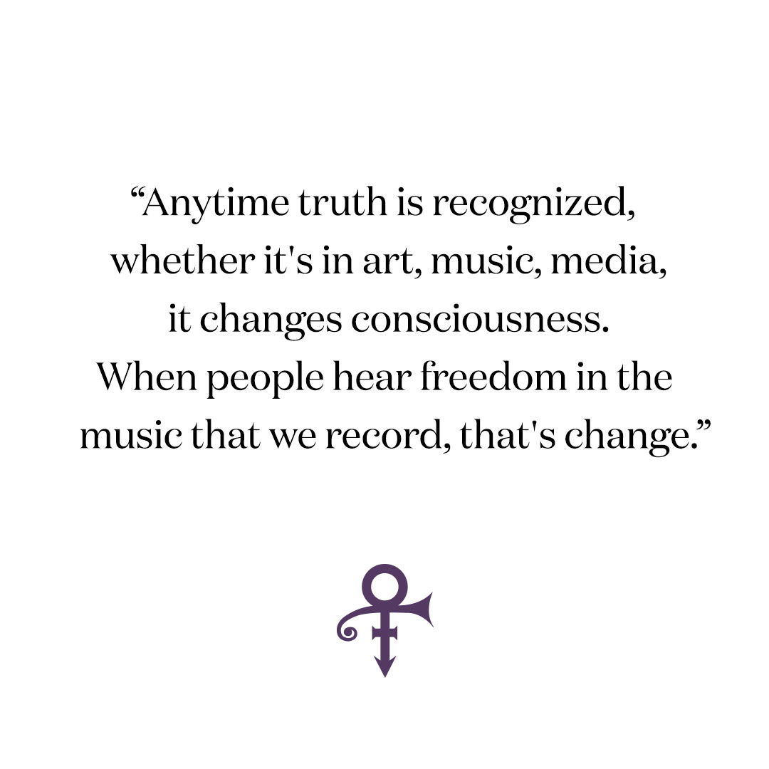 prince's tweet photo. Speaking to @EW in 1999, Prince said, “Anytime truth is recognized, whether it's in art, music, media, it changes consciousness. When people hear freedom in the music that we record, that's change.”
Photo by @steven_parke https://t.co/Q5wUJZ8bgC