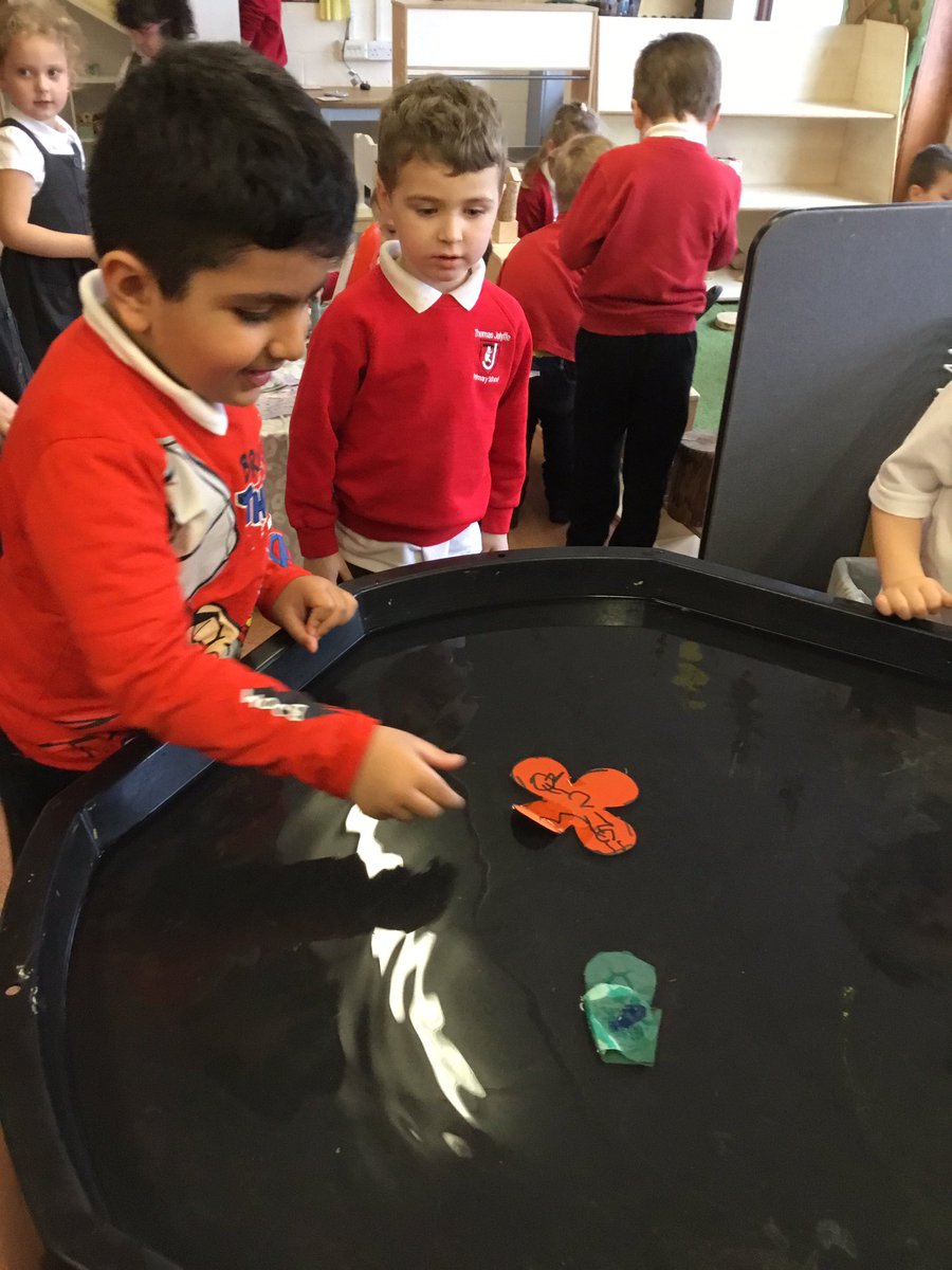 TJPrimary's tweet photo. For Science Week Reception created hidden messages on paper flowers. We then floated the paper flowers on water. It was very exciting to watch our flowers open to reveal our pictures inside. We experimented with different types of paper to see which worked the best. #TJReception https://t.co/ONd21wjjgy