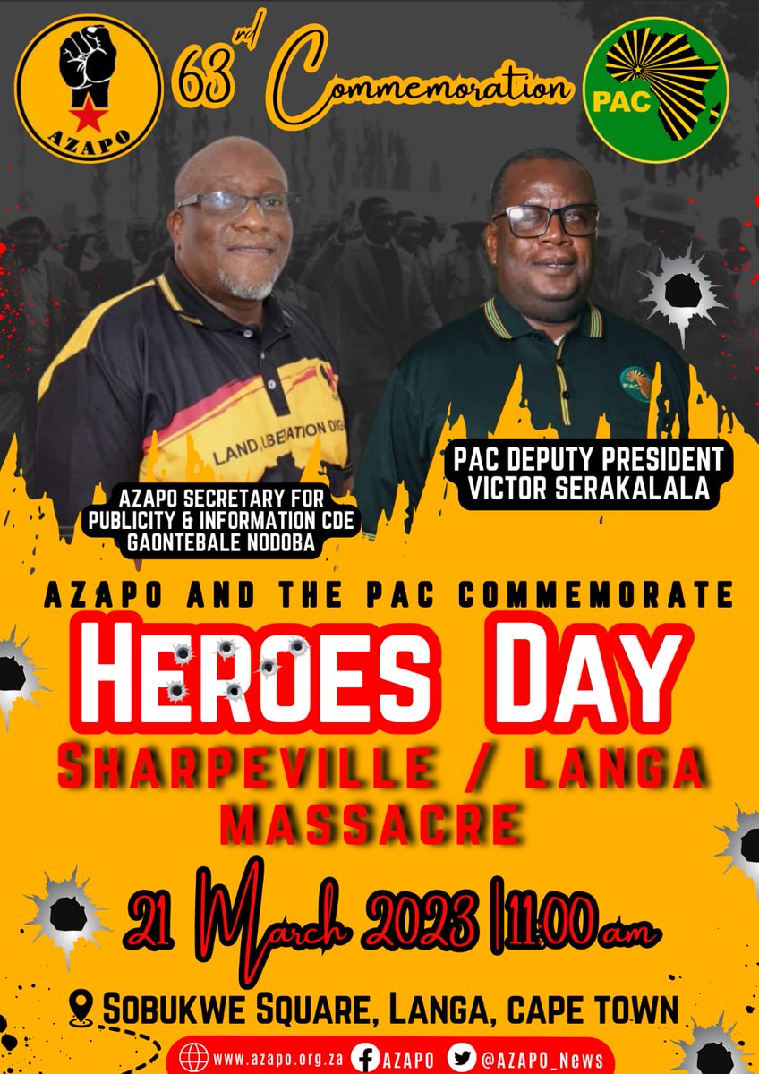 It's all systems go, Tuesday, 21 March 2023, Kwa Langa. The Deputy President of the PAC and AZAPO National Spokesperson will deliver key note messages on this solemn day in the Azanian liberation calendar. Come and join us as we remember our heroes @Nodoba <a href="/AZAPO_News/">AZAPO</a>
