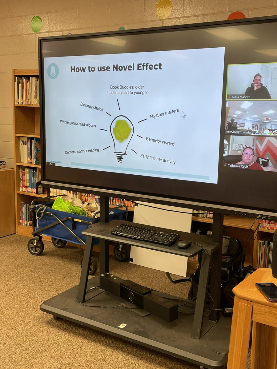 The media specialists with Geneva City Schools had two special guests from Novel Effect today! They learned about plugged and unplugged computer science activities too! #noveleffect @atimpd