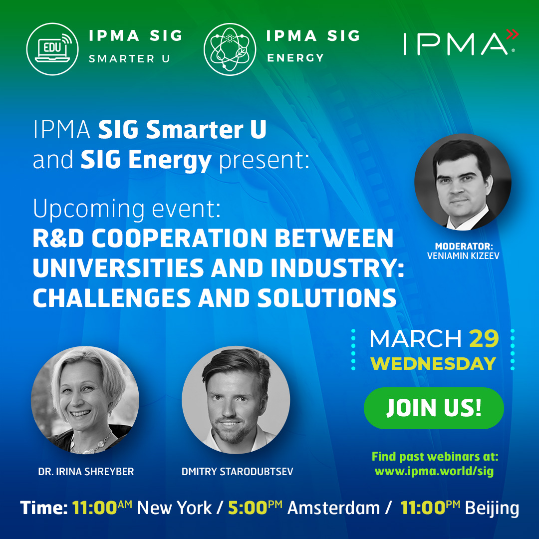 Dmitry Starodubtsev (@dmitry_star) on Twitter photo Join the forthcoming <a href="/iPMAglobal/">IPMA International Project Management Association</a> webinar, where we will discuss the real impact that universities can have in the industry, all the challenges they may face, and the most common solutions!
lnkd.in/ezACCB6R Join the forthcoming <a href="/iPMAglobal/">IPMA International Project Management Association</a> webinar, where we will discuss the real impact that universities can have in the industry, all the challenges they may face, and the most common solutions!
lnkd.in/ezACCB6R