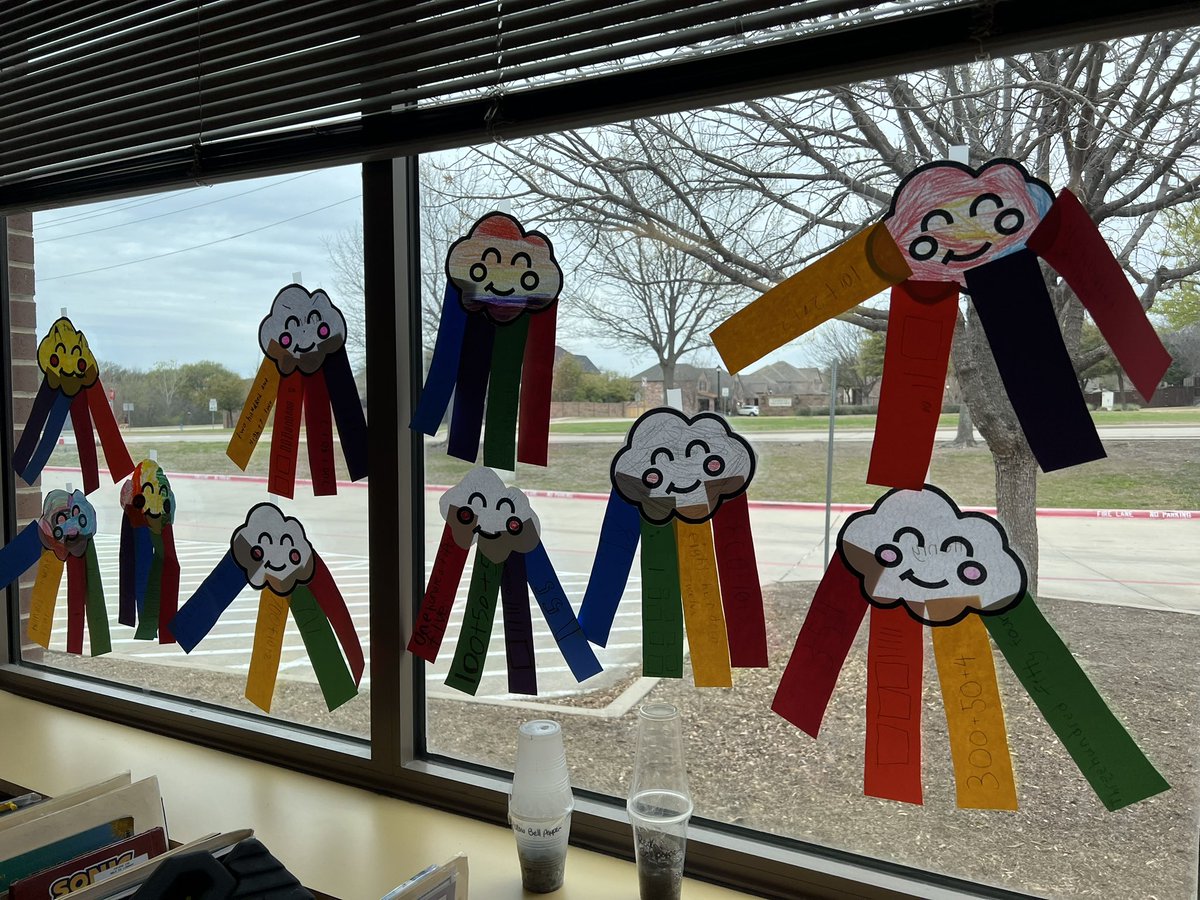 Liz_S_Castillo's tweet photo. Practicing our place values with some lovely rainbows! 🌈☁️ @OgleElem #1stGradeMath https://t.co/tebBZWlMiA