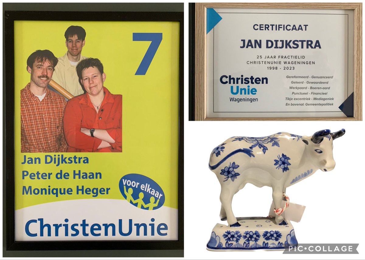 Vandaag een mooie ChristenUnie Wageningen avond. We vieren 25!jaar fractielidmaatschap van Jan Dijkstra. En de tijdelijke installatie van Peter de Haan.    <a href="/CUJanD/">Jan Dijkstra 🇺🇦</a> <a href="/CUWag/">CU Wageningen</a> <a href="/CUdeHaan/">Peter de Haan</a>