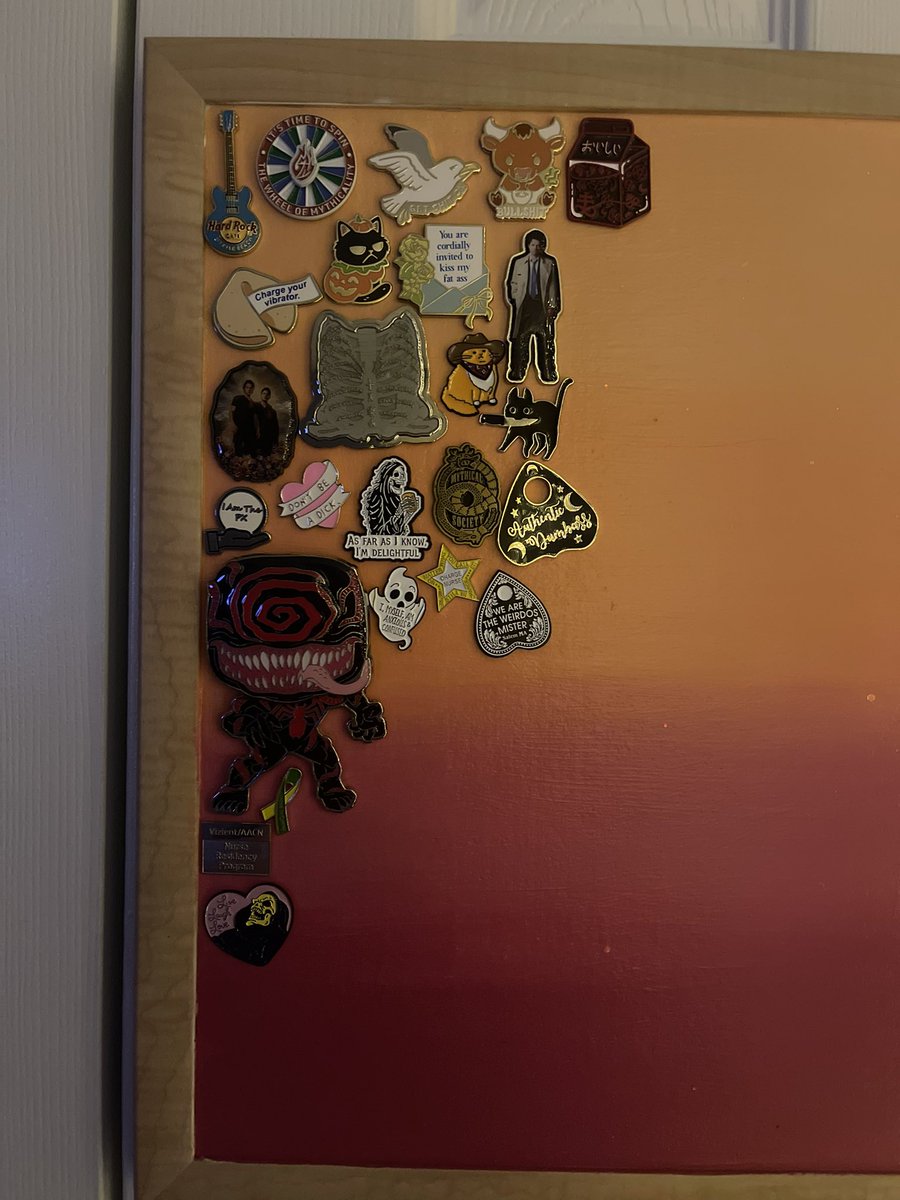 ShowGirl_Morg's tweet photo. @AcornandCrow your pins were a great addition to my pin board. Can’t wait for the drop of the depresso espresso 😻😻 https://t.co/grT2TFth84