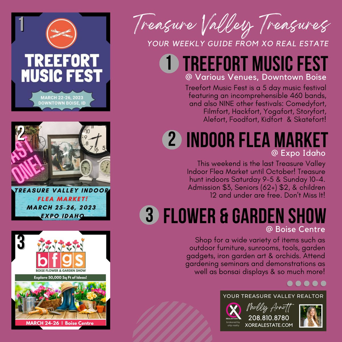 MolDizzle's tweet photo. 💎XO's Top Three Treasures in the Treasure Valley this week💎
1️⃣ Treefort Music Fest in Downtown Boise https://t.co/BF79XboXsh
2️⃣ Treasure Valley Indoor Flea Market at Expo Idaho 
https://t.co/i7KRjw9Vt4
3️⃣ Boise Flower and Garden Show at Boise Centre https://t.co/6HHyqFnr8C https://t.co/yFkcNinwMw