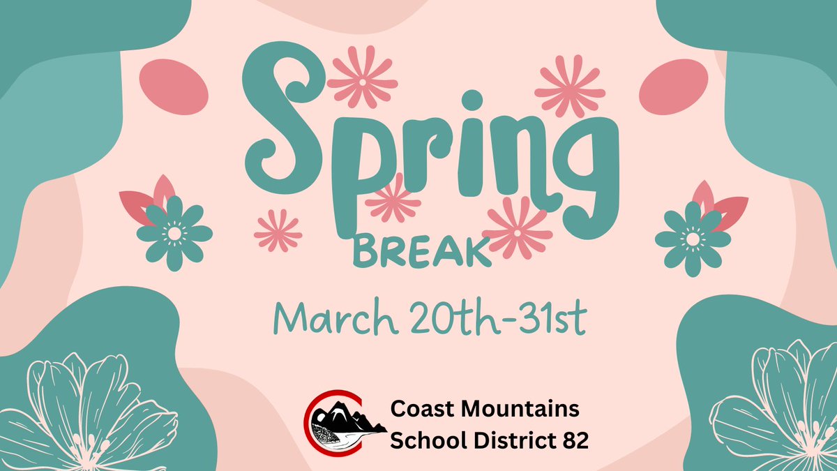 Happy Spring Break! Students and staff return to schools on Monday April 3rd. #SD82 #RestAndRelaxation #GetOutside