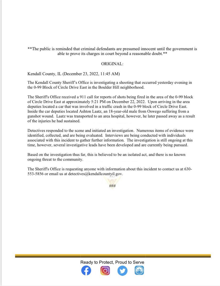 Kendall County (IL) Sheriff tweet media