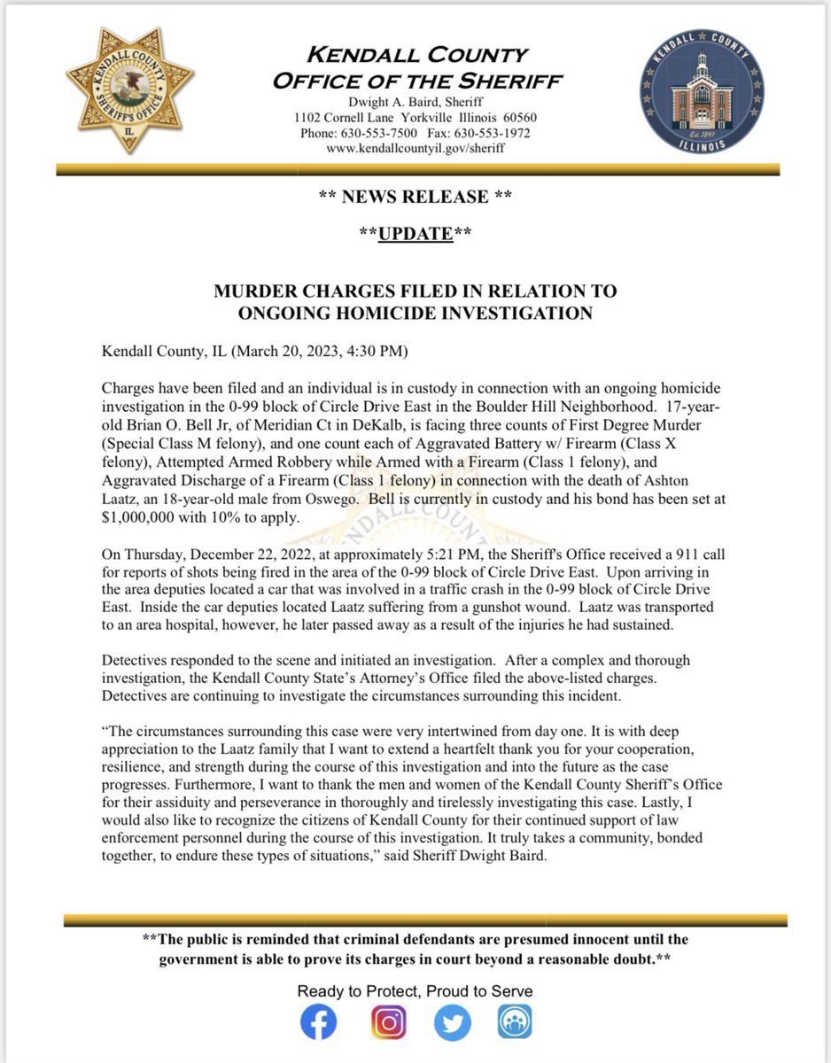 Kendall County (IL) Sheriff tweet media