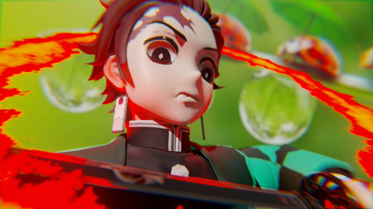 stuff_blender's tweet image. Tanjiro made in blender 
#Blender3d #anime