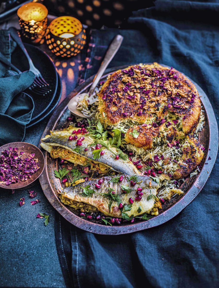 leyli_joon's tweet photo. #Nowruz Mobarak to all my family and friends all over the world, I pray this year brings change and peace 🙏🏽🇮🇷 

📸My Sea bass with saffron, orange, walnuts &amp; sour cherry with herbed pilaf sabzi polo - recipe can now be found on the @waitrose website 🥰 https://t.co/PHwO15JAdx

x https://t.co/X9PSQiKgD7