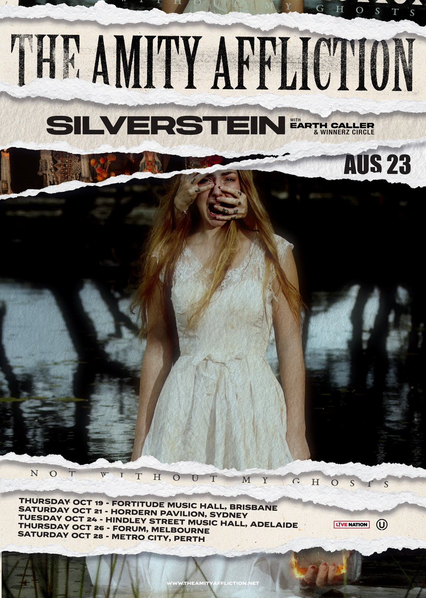 The Amity Affliction (@amityaffliction) on Twitter photo π£ Australia, we're doing the damn thing again. The 'Not Without My Ghostsβ tour kicks off in October with special guests <a href="/silverstein/">Silverstein</a> <a href="/Earth_Caller/">Earth Caller</a> and #winnerzcircle 
Can't wait to see you there π€
On sale Friday from theamityaffliction.net and livenation.com.au π£ Australia, we're doing the damn thing again. The 'Not Without My Ghostsβ tour kicks off in October with special guests <a href="/silverstein/">Silverstein</a> <a href="/Earth_Caller/">Earth Caller</a> and #winnerzcircle 
Can't wait to see you there π€
On sale Friday from theamityaffliction.net and livenation.com.au