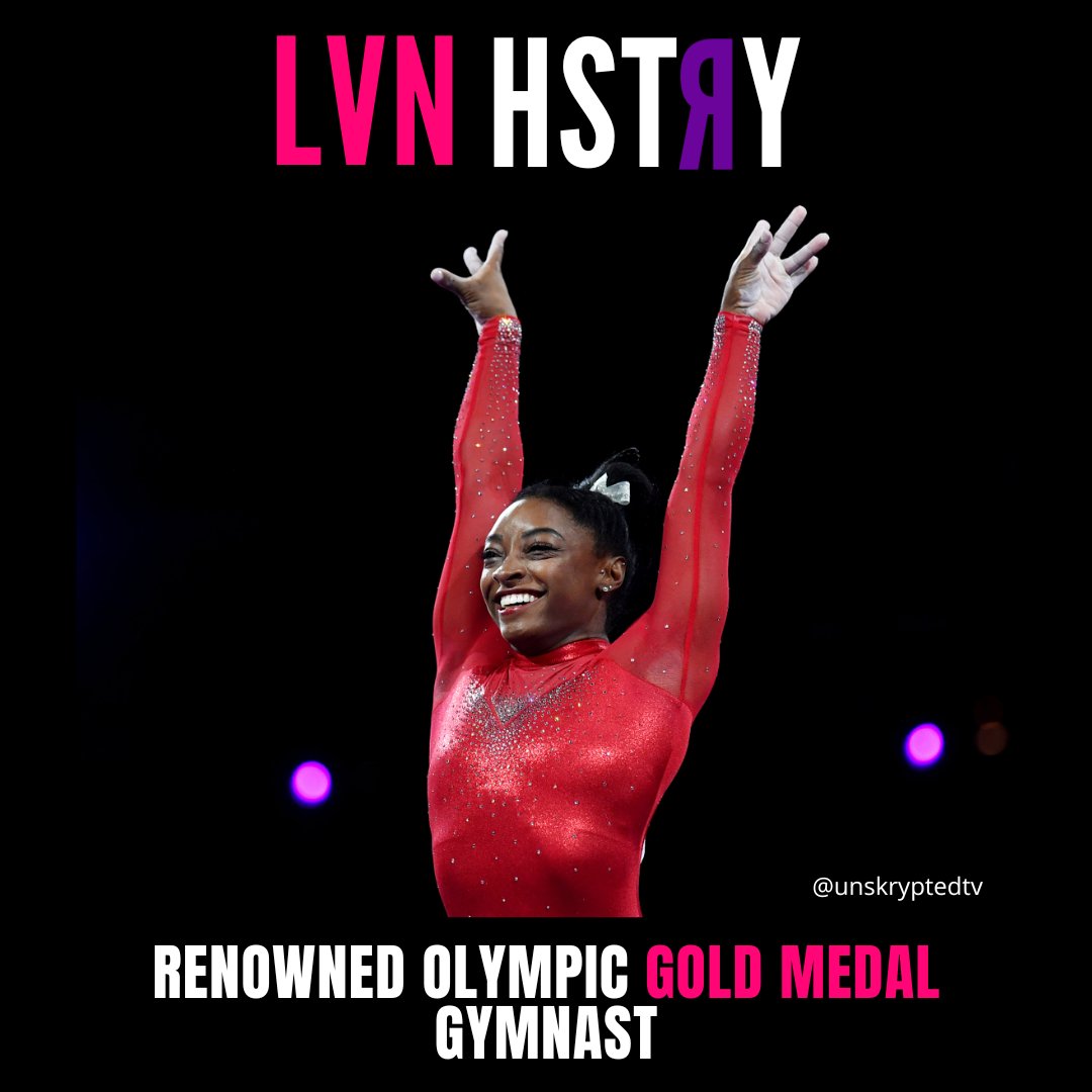 UnskryptedTV's tweet photo. Simone Biles is an absolute powerhouse. Biles became the third woman in history to win five gold medals at a single world championships. Her skill, grace, and athleticism are simply unmatched. #SimoneBiles #GoldMedalist #WomenInSports #lvnhstry #unskrypted #blackhistory https://t.co/UPogs9QxoU