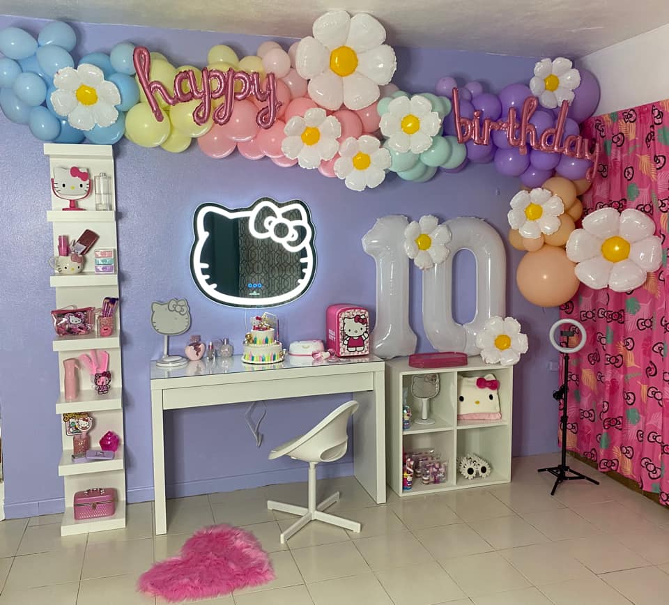 ImpressionsV's tweet photo. Happy #FirstDayofSpring!🌻🌷💖 
How cute is this #HelloKitty themed birthday party featuring our Hello Kitty LED Wall Mirror!😍💘 

#Sanrio #hellokittylover #Hellokittycollector #kawaii #vanity #makeup #pink #hellokittycore #glow #LED #rainbow #mirror #vanitymirror #spring https://t.co/gmJmQEdmP1