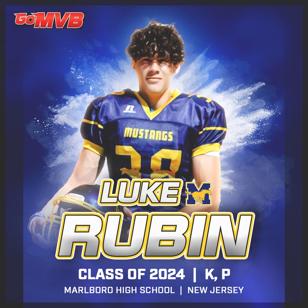 GoMVB's tweet photo. 🚨Player Spotlight🚨
LUKE RUBIN
‘24 K,P - Marlboro Mustangs, NJ
5'9" 165 LBS
All Division 1st Team
Special Teams Player of the Year
GPA: 4.1

Film/Stats/Info: https://t.co/xQCI5l5pxQ
Follow: @LukeRubin8
Coach: @mhsmustangsfb

#gomvb #collegerecruit #ncaafootball #classof2024 https://t.co/5yVsCxNCzk