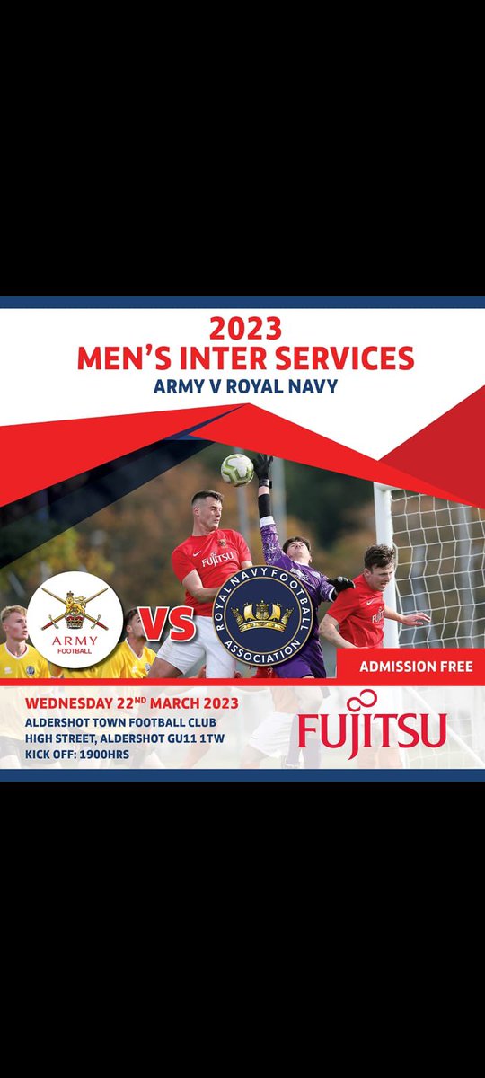 Free mid week football.  @ArmyFAMensTeam v <a href="/NavyFootball1/">Royal Navy FA 🇬🇧</a> at <a href="/OfficialShots/">Aldershot Town FC</a>