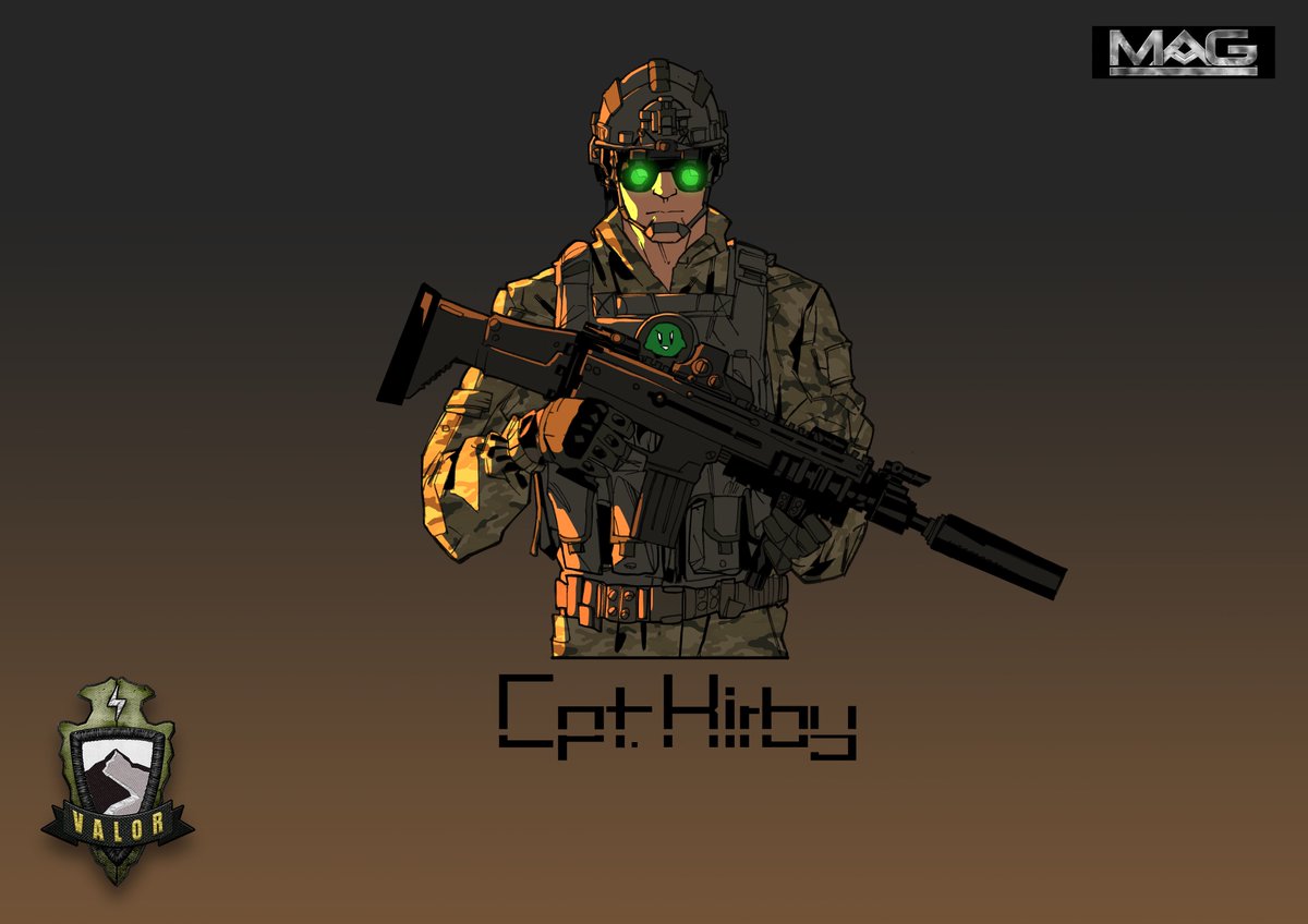 MAG2SW's tweet photo. Our latest #MAGNotable is Cpt. Kirby! @RobbieJLewisJr @MSgtGunny @kushmir
@MizzSmartyPants @Stylie77 @Shaka_Zulu1984 @smile4internet @TommyBanana22 @PDIGGY22 @Ravhin20 @Chadispro @combs_ray @AndrewSweet2011 @MSgtGunny @seth_schramm #fps #mag #mmofps #sver #valor #raven #PS4 #PS5 https://t.co/fWU157mUrm