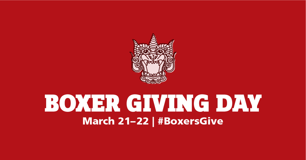 Get ready for Boxer Giving Day!

Support student success at #pacificu by giving at givecampus.com/185e8g through March 22

#pacificuniversity #pacificu #boxergivingday #boxersgive