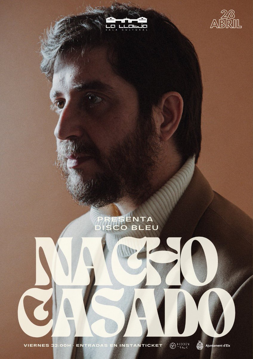 Por fin en mi ciudad #ELCHE 🌴 28 de Abril en Sala La Llotja, desde la época de La Familia del Árbol siempre pensaron que era de Madrid o Barcelona. Ya es hora de cambiar eso y que la gente del poble conozca ❤️‍🔥

comunidad.instanticket.es/ventadeentrada…

#DISCOBLEU  #bossanova #nachocasado