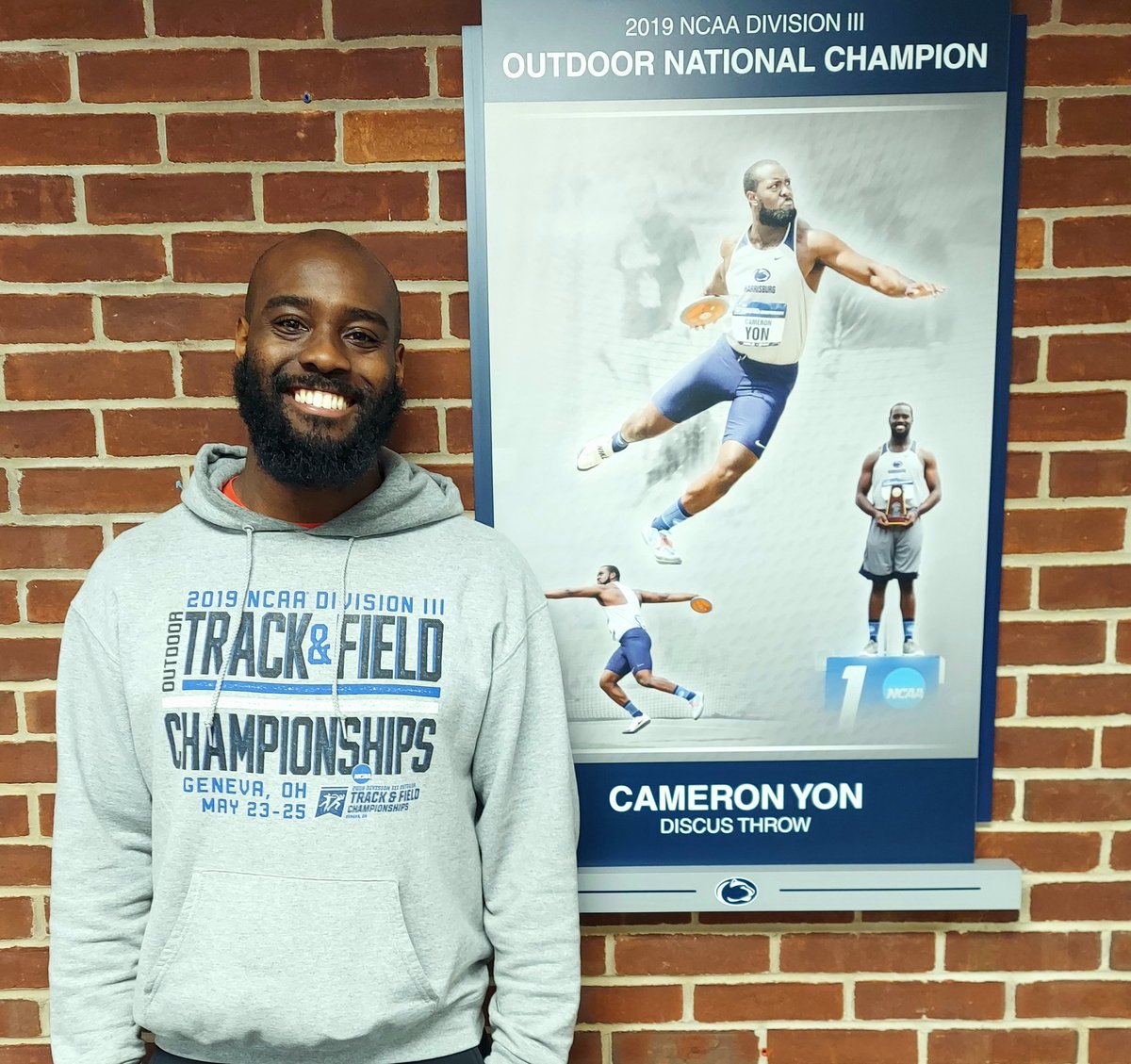 It's not everyday the champ is in town 🥇

Always great to catch up with #pshbgtfxc's 2019 national champion and 3x all-American discus thrower Cameron Yon!

#d3tf
#pshbgtfxc
#PrideSpiritHonor