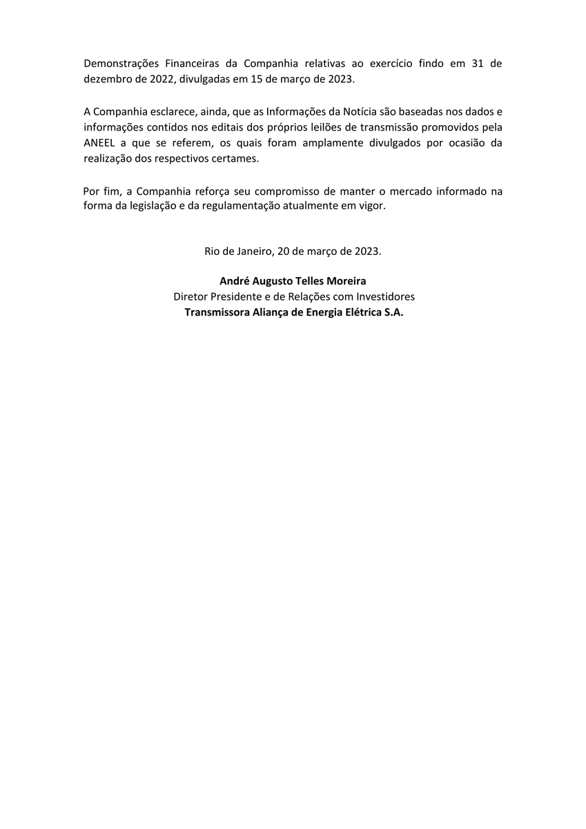CalixtoCapital's tweet photo. #TAEE | TAESA | Comunicado ao Mercado https://t.co/ydp0eM0Mt0