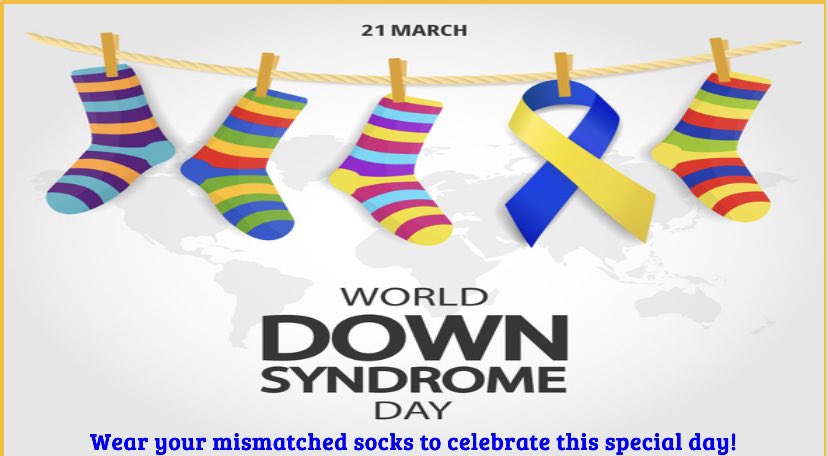 Don’t forget to wear mismatched socks tomorrow- March 21- in support of World Down Syndrome Day!  <a href="/SAM_YCDSB/">St.Angela Merici CES</a> <a href="/YCDSB/">York Catholic District School Board</a>