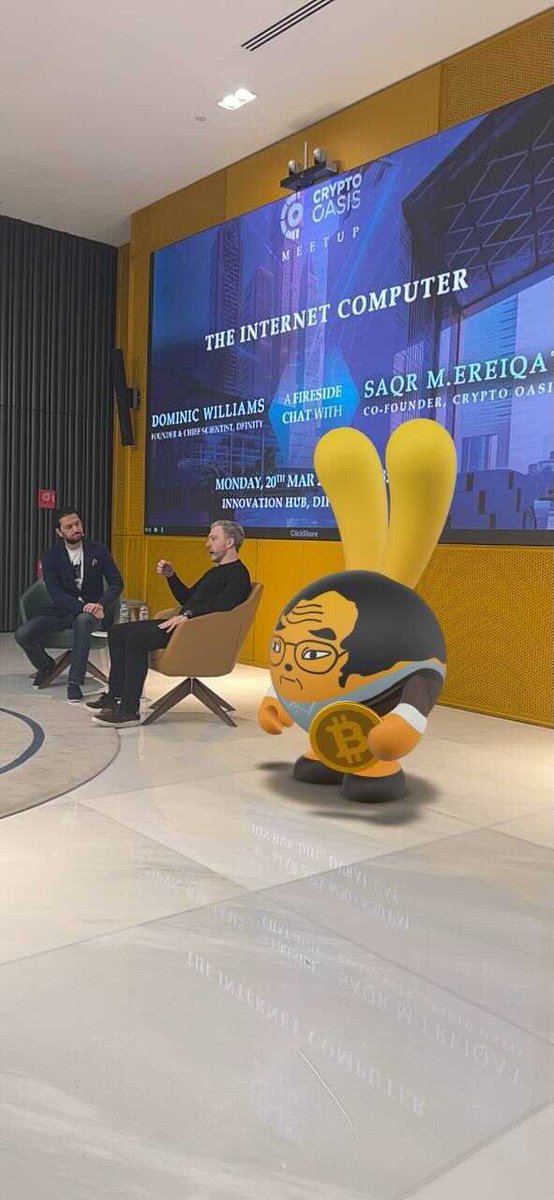 ICPHUBS's tweet photo. Take a look at the #Bitcoin Chiko Roko listening to @dominic_w explain the #ICP vision @CryptoOasisUAE ! 😄

Chiko looks ready to defeat anyone spreading FUD 😂 https://t.co/2iTsQ1hpGc
