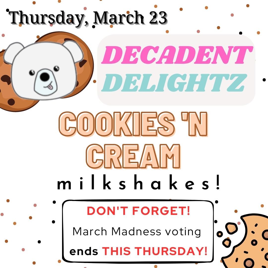 DECANilesNorth's tweet photo. This week DECAdent Delightz will be selling oreo milkshakes! The March Madness competition ends this week! We take cash and Apple Pay. https://t.co/YaECHf4Gjb