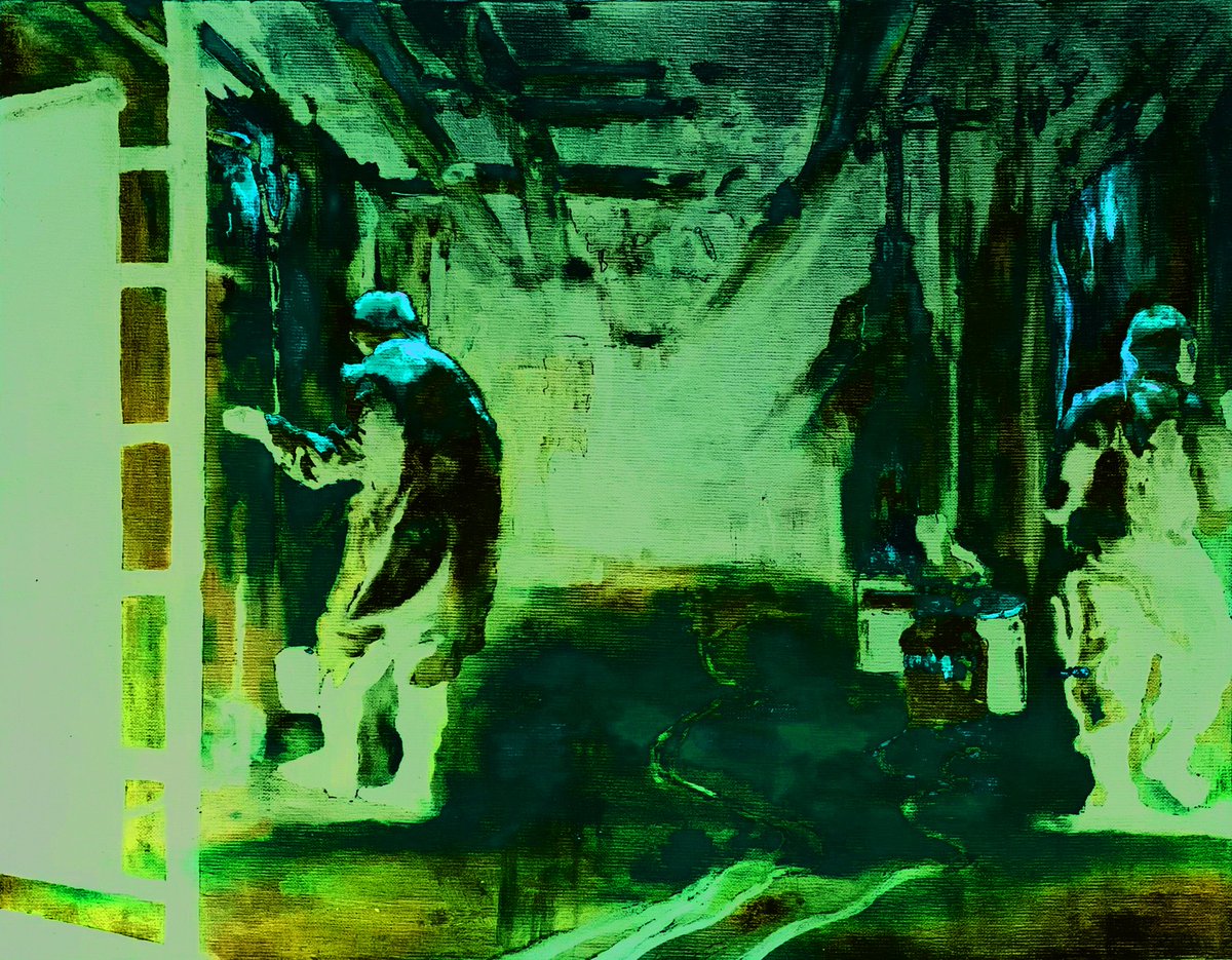 PDcafargo's tweet photo. Clean-up unit in filter-lit backrooms: variations Part 2. Part of the 'Long Emergency' series. Acrylic on canvas, scanned & modified with 2d filters 2023.
#art #painting #studioart #digitalart #2d #cafargo #longemergency #jameskunstler #filterforge https://t.co/ptG9hZHXB5