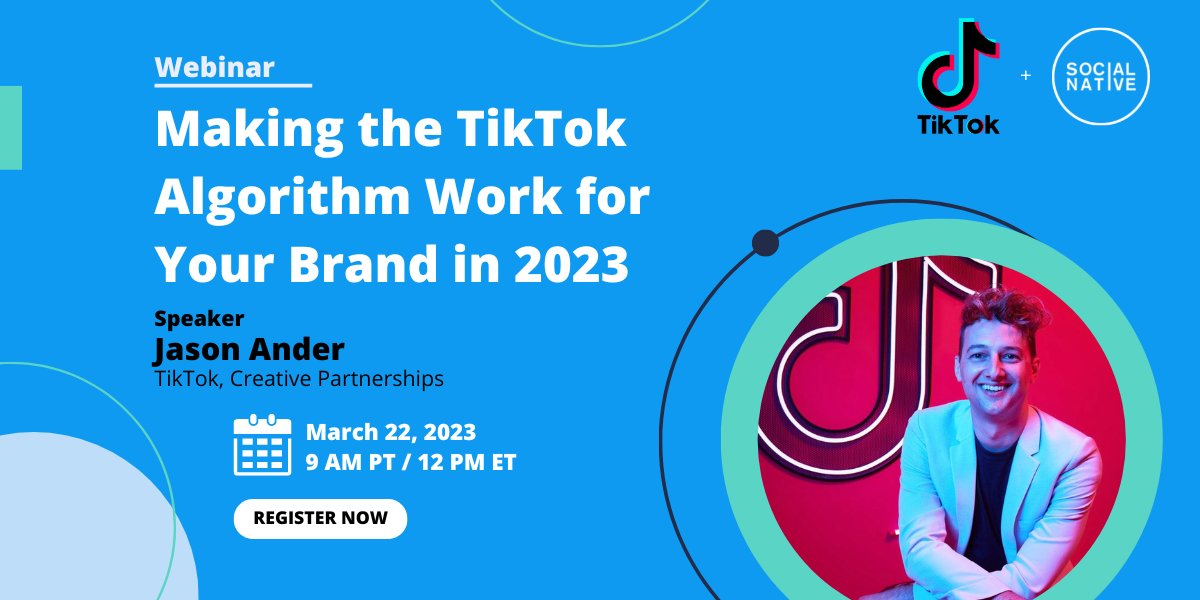 Join us for an exciting conversation with TikTok’s Jason Ander and Social Native’s David Shadpour.

From TikTok’s “Always on” strategy to understanding the age of participation, you’ll have new insights &amp; strategies to apply to your brand.

Register now👉 bit.ly/3yTFUym
