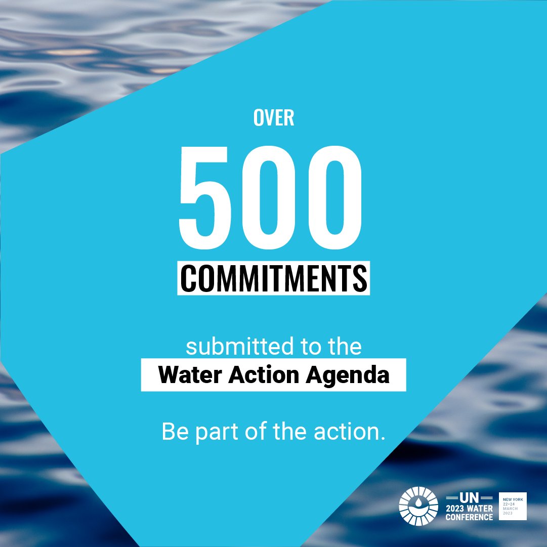 📢 Over 500 commitments have been submitted to the Water Action Agenda!

As the world unites for water, what is your #WaterAction?

Get inspired. Take Action➡️ bit.ly/WaterActionAge…