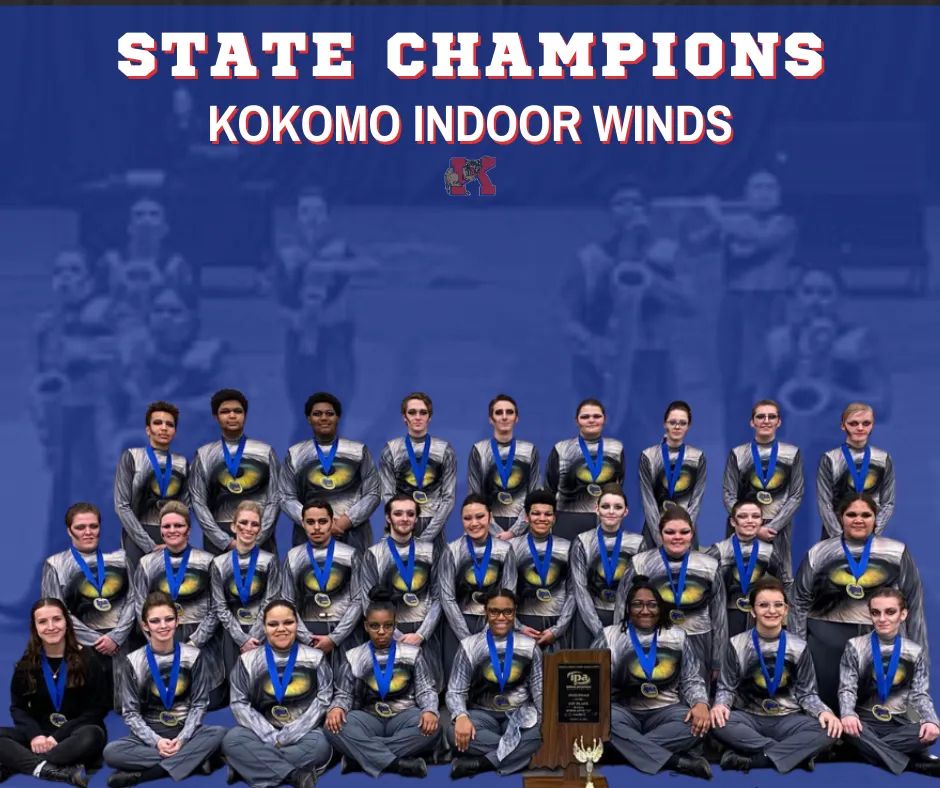 From Dr. Sargent:

CONGRATULATIONS to the Kokomo High School Indoor Winds on winning 1st Place & the title of IPA Winds Scholastic A State Champions! Incredible performance this weekend! 🥇🏆

#WildkatWindsWINS #CreatingABetterWorld #OnwardKokomo