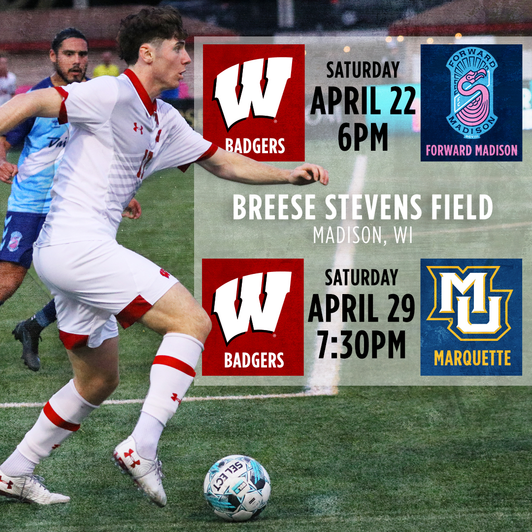 The Badgers are set to return to Breese Stevens Field in April to close out their spring schedule. Come out and support the team as they take on Forward Madison and Marquette!

Tickets available now: go.wisc.edu/x74sxw