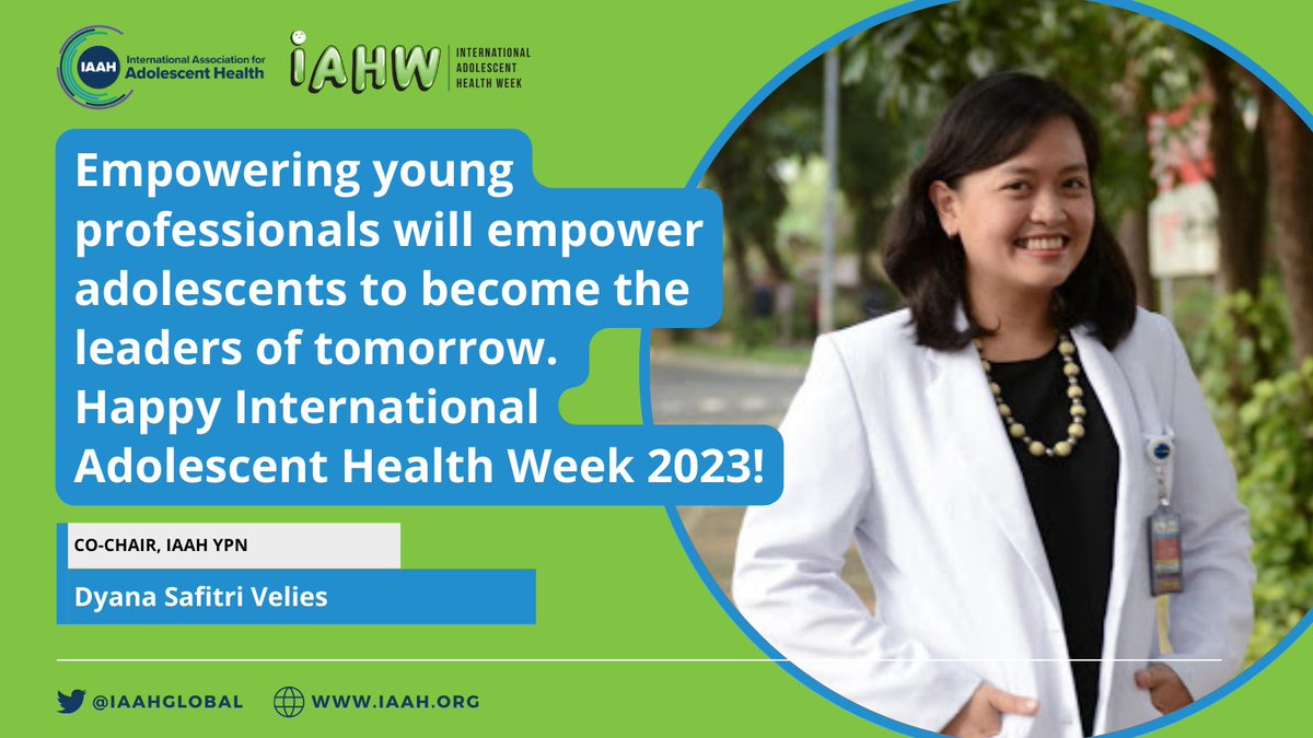 IAAHglobal's tweet photo. "As a young professional, I’m honored to be working closely with IAHW Youth Ambassadors to raise many adolescent health agendas that are important to Indonesia." @docdyana 

#IAAHYPN #IAHW2023 https://t.co/1KdnYv3Lg0