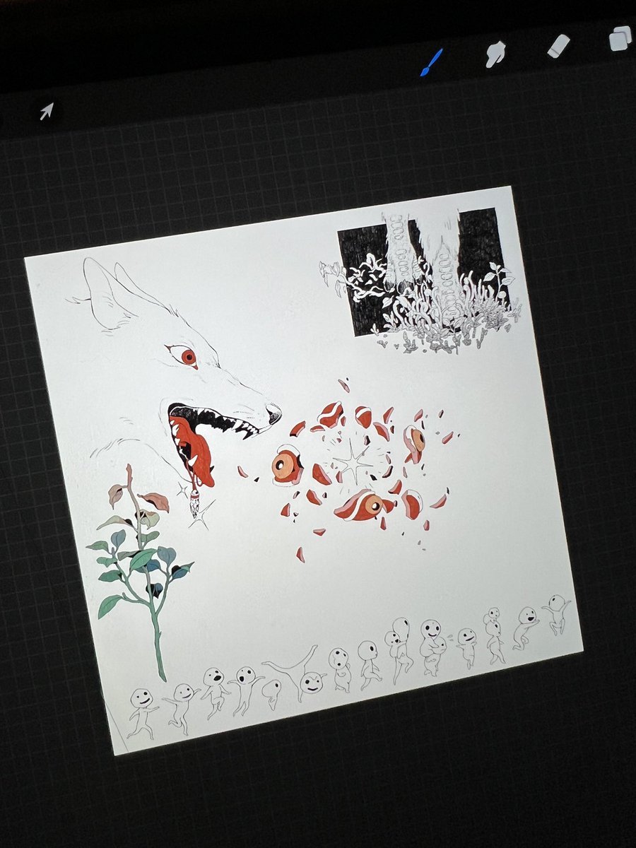 mochiipanko's tweet photo. Not nearly done but a little sneak peak of my next round of tattoo flashes! Mononoke hime coming your way soon!! 🦌🌱 https://t.co/k8qekToRie
