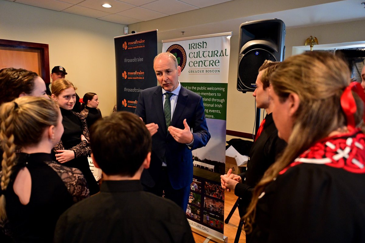 IrishCultureBos's tweet photo. We were delighted to welcome @MichealMartinTD to the ICC on to experience the best of the #BostonIrishCommunity! We’re honored to be supported by the #emigrantsupportprogramme and were delighted to showcase our work in #promotingandpreserving Irish Culture here in Boston! https://t.co/pAUp5xKAno