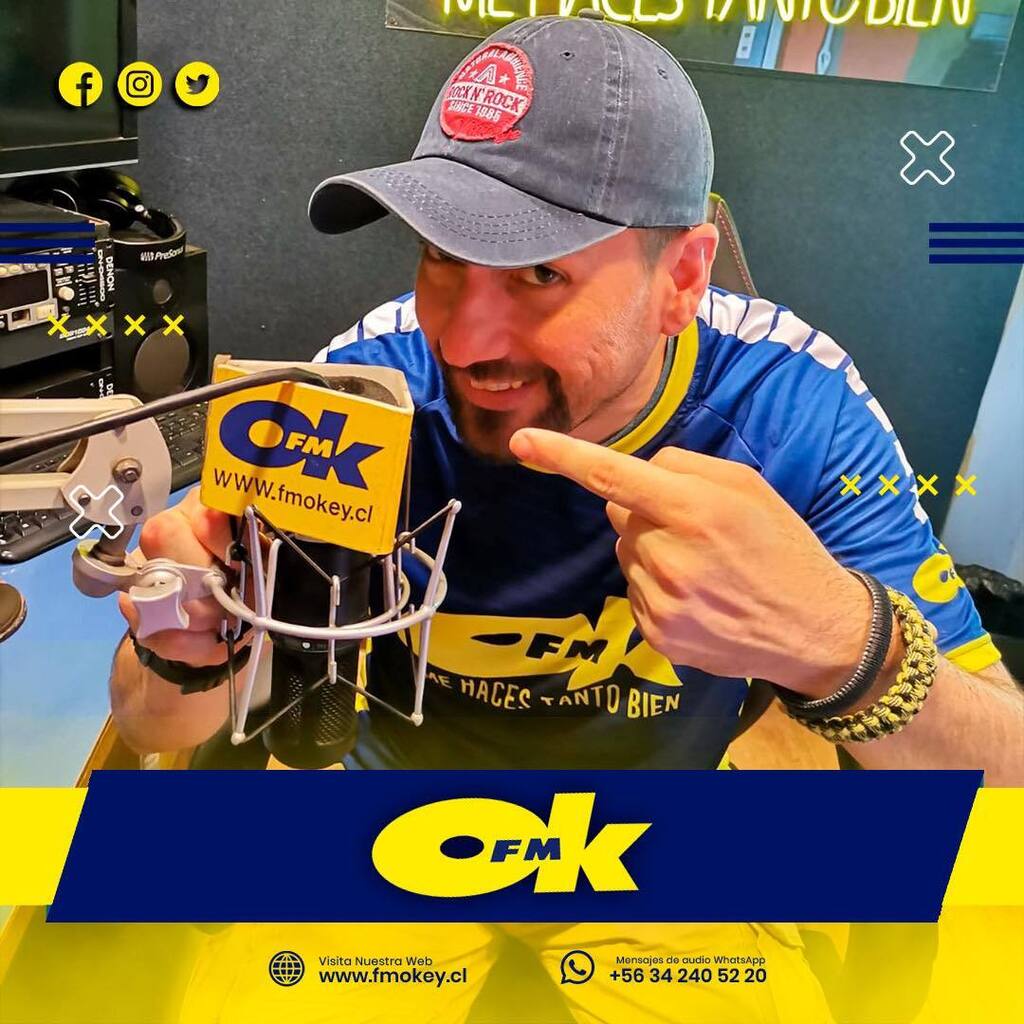 FMOk's tweet image. Andres Lobos, el Lobo del aire, ya está EN VIVO y en #modolunes por tu SEÑAL OKEY 🟦🟨