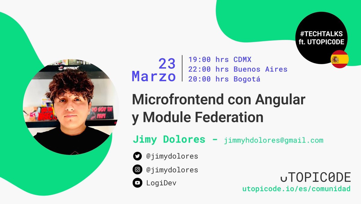 jimydolores's tweet image. Gracias a @Utopicode1 por la oportunidad 😁, les dejo el link del registro
bit.ly/3Yrce6b
#angular #microfrontend #javascript #programacion #programador