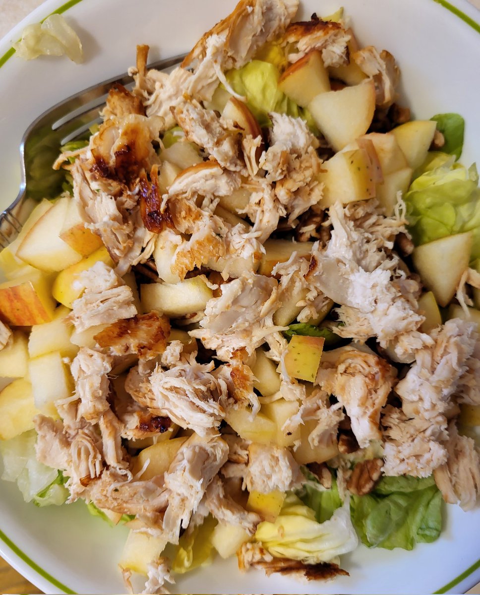What's everyone having for supper? I made a grilled chicken salad with apples &amp; pecans. My go-to. 😋