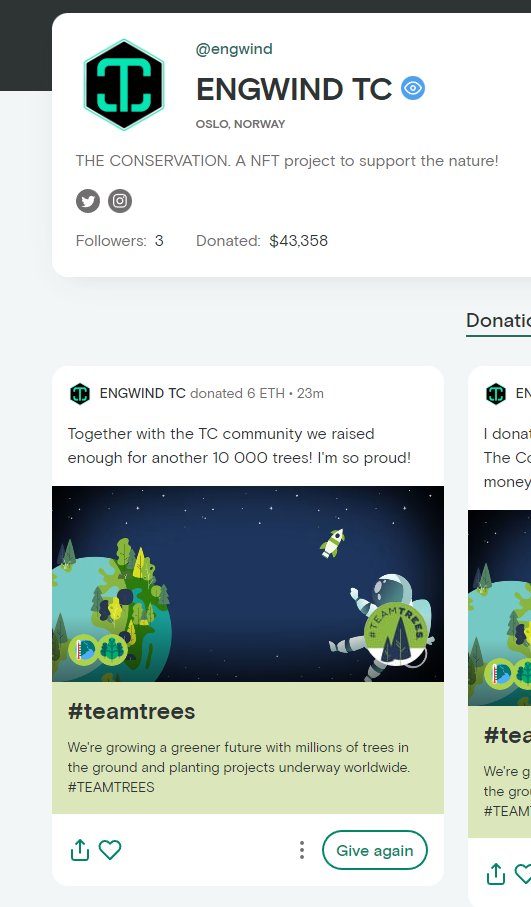 We have donated enough to plant another 10,000 trees to help protect our beautiful planet. Thank you to the community for being a part of The Conservation and the core belief behind the collection. 

PROTECT MOTHER NATURE WHILE WE STILL CAN.💚

every.org/@engwind