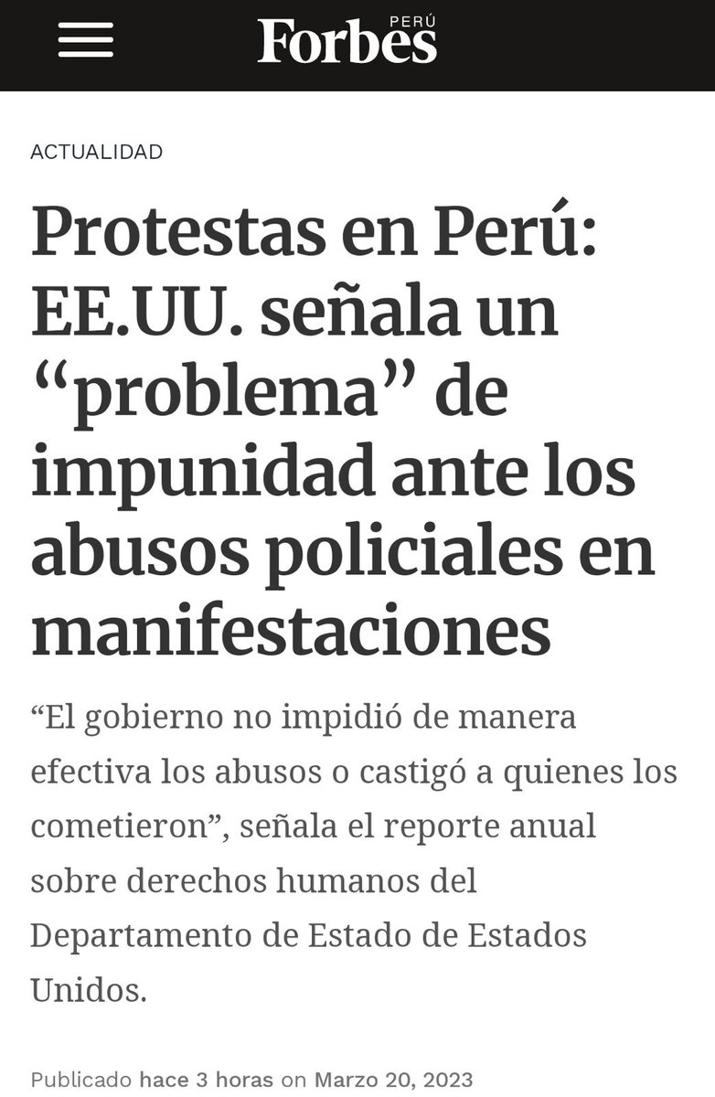 #REALIDAD | Los gringos ya le bajaron el dedo a Dina. Primero la ONU le pidió explicaciones (que aun no da) sobre los asesinatos y la represión, luego sus expertos en DDHH sacaron un comunicado alarmados, y ahora esto; pero no aplaudamos. Algo traman, algo ya movieron.