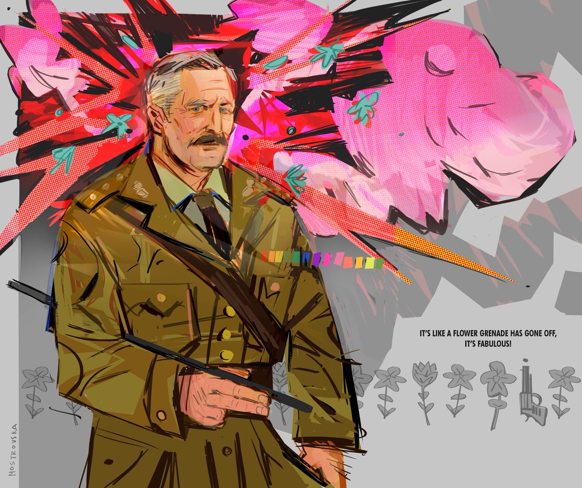 little fanarts of Kitty and Cap from bbc ghosts