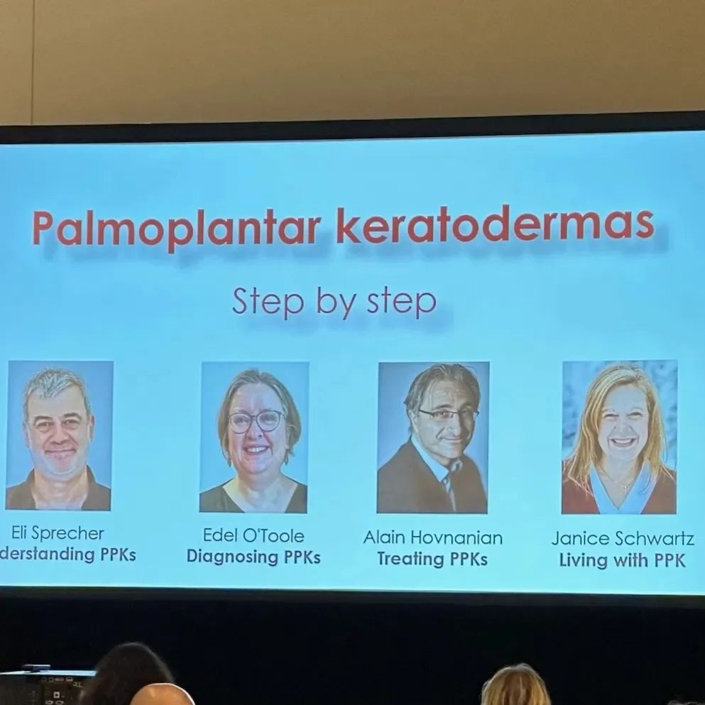 What an honor for me to speak with Eli Sprecher, <a href="/EdelOToole/">Edel O'Toole</a>  &amp; Alain Hovnanian at the #AAD2023 on PPKs. Thank you for raising the profile of PC, PC Project, &amp; other PPKs. Also feat. is Dr. Joyce Teng. Thanks <a href="/AADskin/">AAD</a> for giving these painful rare diseases a much-needed platform!