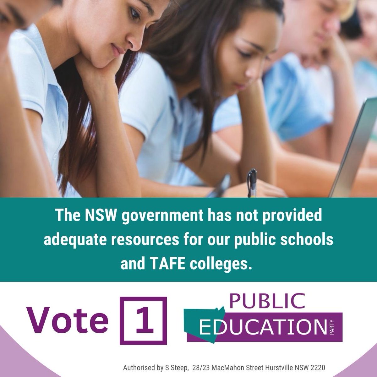 If you want to support a party that is committed to giving every child a quality education, then vote 1 for the Public Education Party in the upcoming NSW State election. #PublicEducation #NSWElection
Visit publiceducationparty.org.au/?utm_source=tw… for more information.