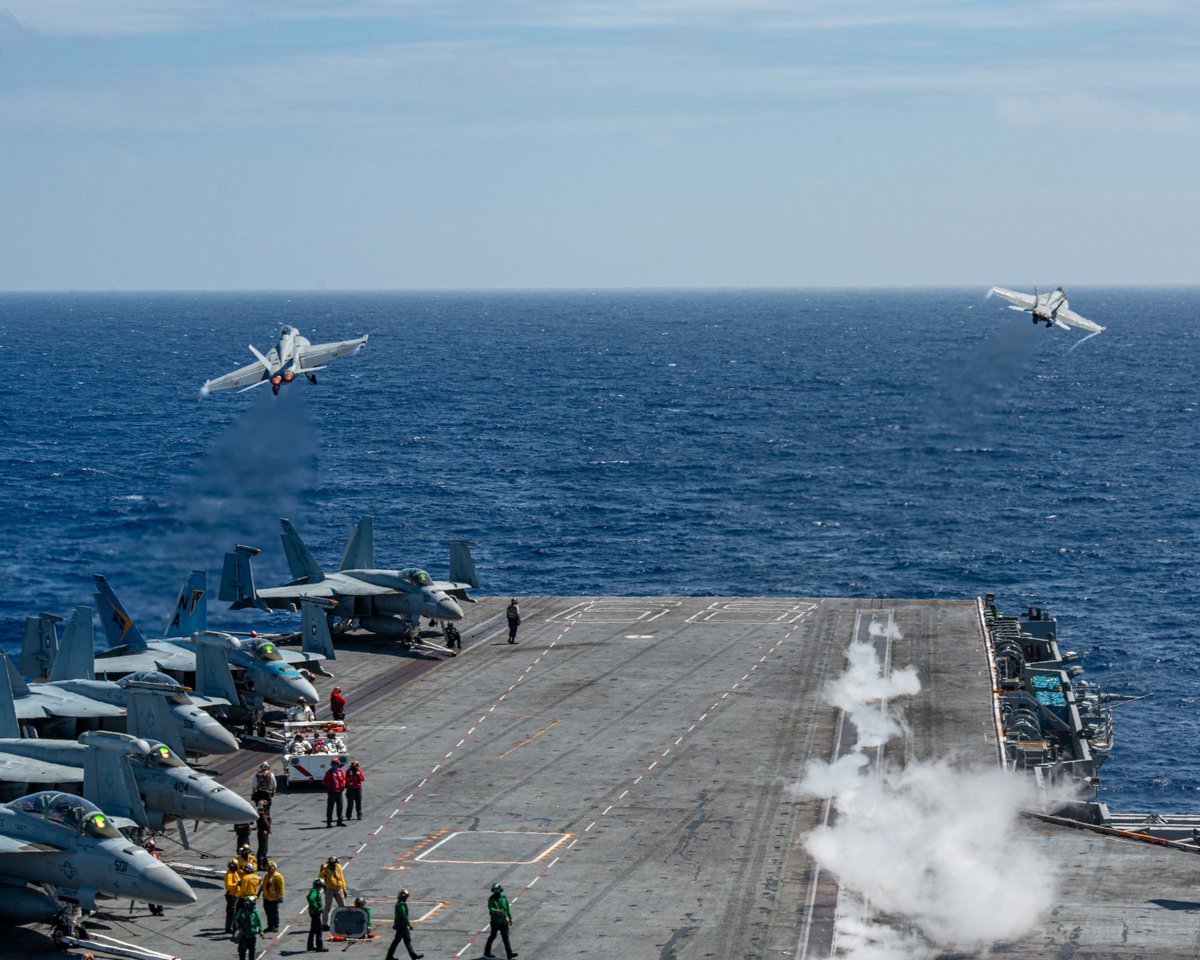 USNavy's tweet photo. #USNavy Photos of the Day:
1๏ธโฃ #USSDelbertDBlack and @GHWBCVN77 transit Adriatic Sea
2๏ธโฃ @USNavyEurope Band visits Cape Verde
3๏ธโฃ #USSNimitz #FLTOPS in Philippine Sea @US7thFleet @INDOPACOM
4๏ธโฃ #USSTheodoreRoosevelt transits Puget Sound @TheRealCVN71
๐ https://t.co/aZddB6hxYf https://t.co/XoQi1AM9jP