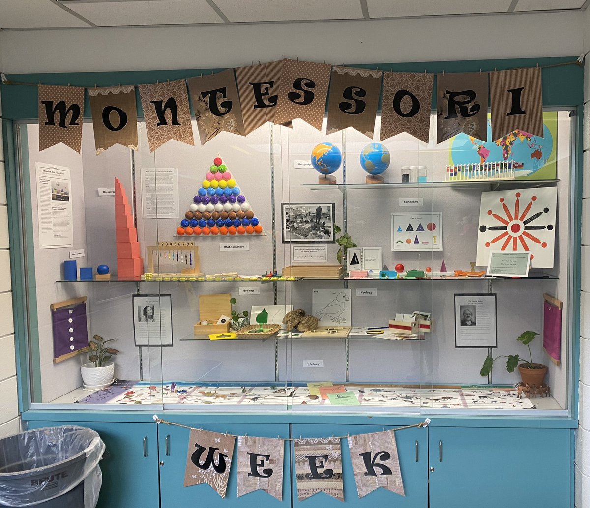 Thanks Mrs. Jenkins &amp; Mrs. Aubichon for creating this beautiful display to highlight the Montessori program here at Lakeridge! You create amazing learning opportunities for our k-3 kids! <a href="/SPSLearn/">SPSLearn</a>