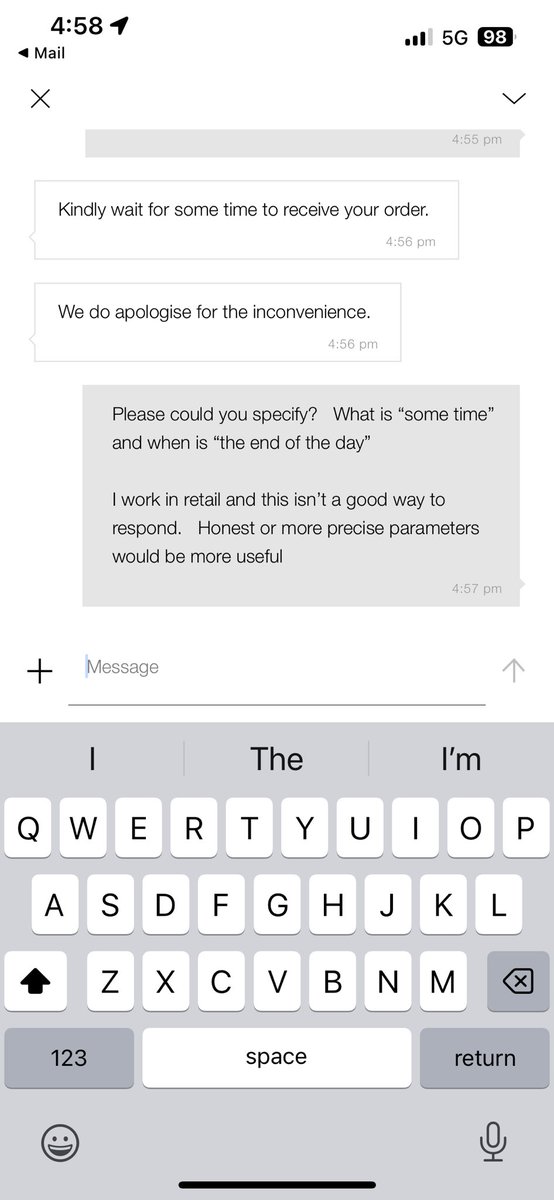 AppetiteBookie's tweet photo. @ZARA_Care 

I placed my first order with  you over a week ago and was told it would be here last Wednesday.  I’ve had no update since then other than being told I should “wait some time” .  How can I communicate with a human, get an update/or be refunded. https://t.co/ItmYWbE4sg