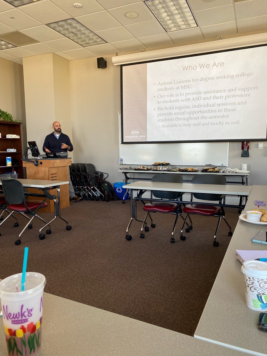 AutismLiaisons's tweet photo. Dr. Spencer, was invited to present at a lunch and learn for the staff at @msstatecareer, which focused on employment preparation strategies and resources for students with ASD. We look forward to future collaborations! https://t.co/UuR4u6Ym3X